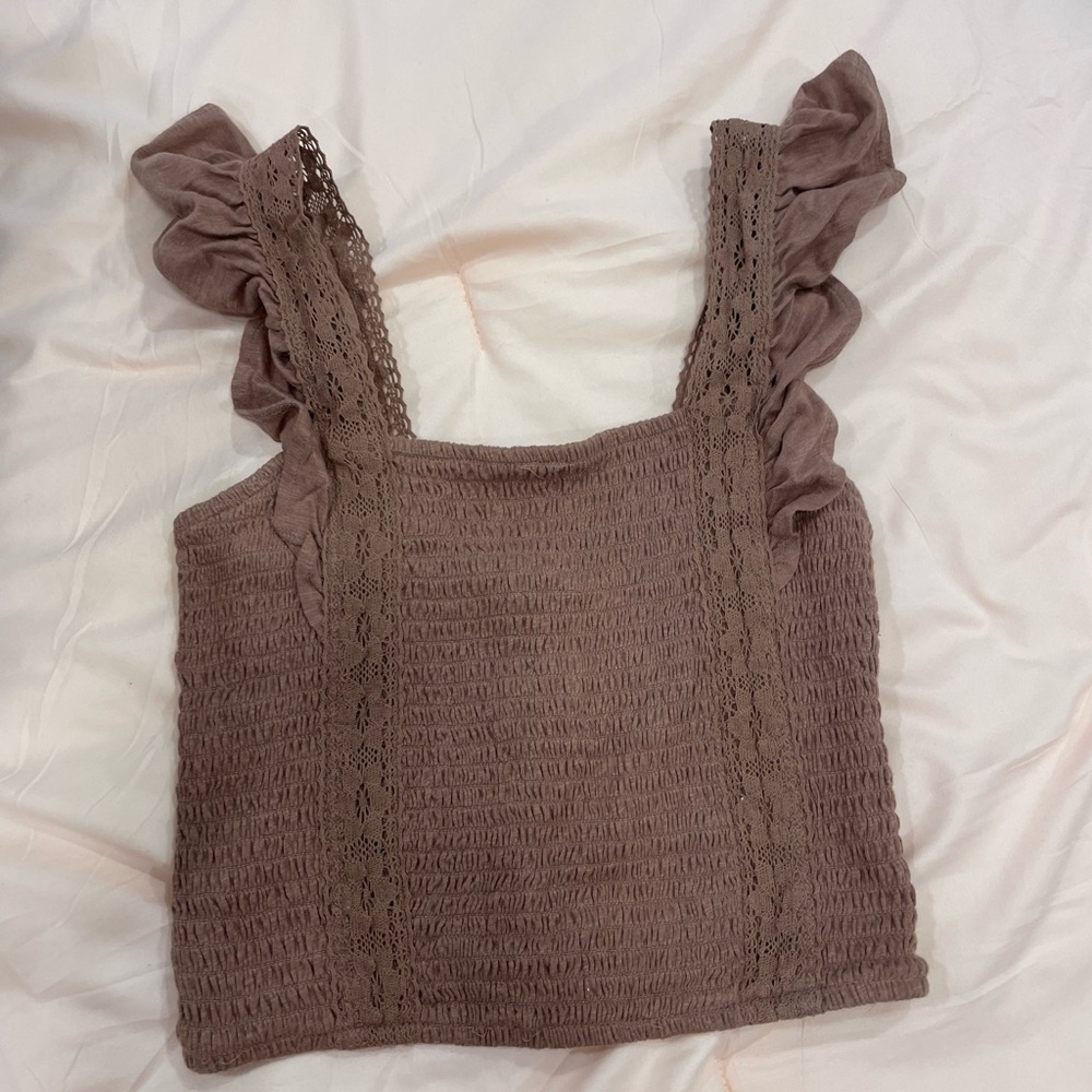 Ruffled Brown Blouse